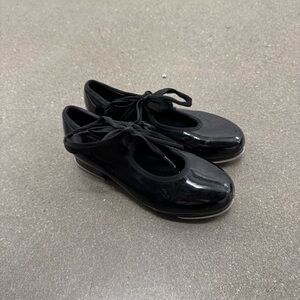 Bloch Black Tap Dance Shoes Patent Leather Flats Girls Size 13